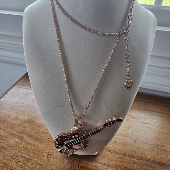 Betsey Johnson Jewelry - Betsey Johnson Pink Guitar Pendant Necklace